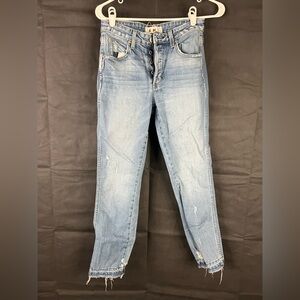 AMO Button Fly Distressed Straight Leg Jeans Size 27
